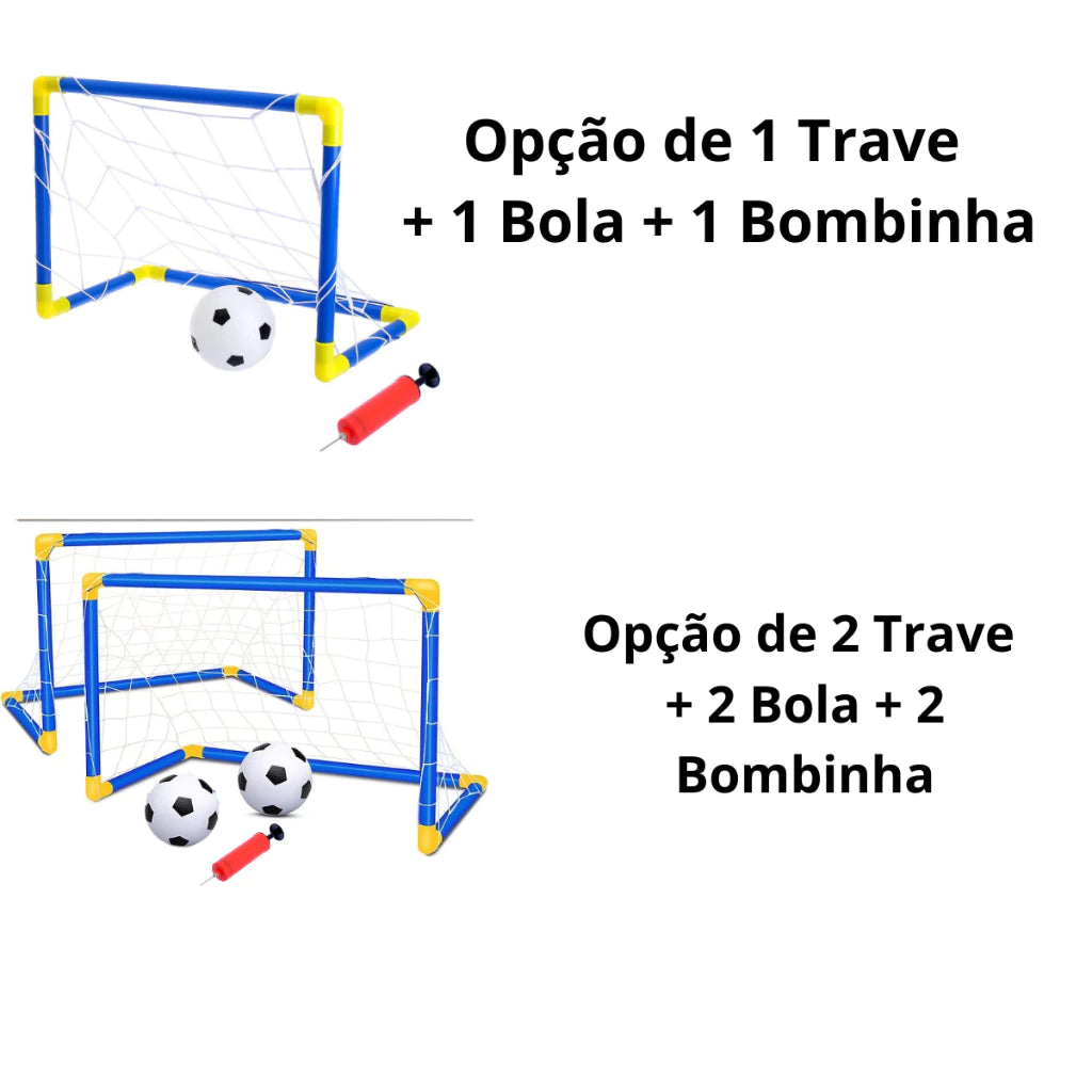 Kit Mini Golzinho de futebol trave rede bola e bomba de encher Brinquedo infantil