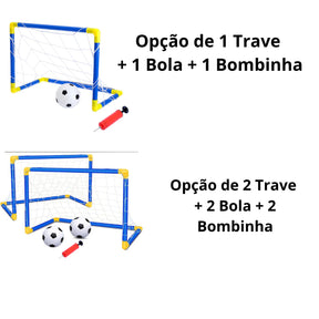 Kit Mini Golzinho de futebol trave rede bola e bomba de encher Brinquedo infantil