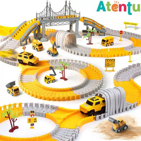 Pista de Carrinhos Construção com 98 Peças Brinquedo Infantil com Carrinho