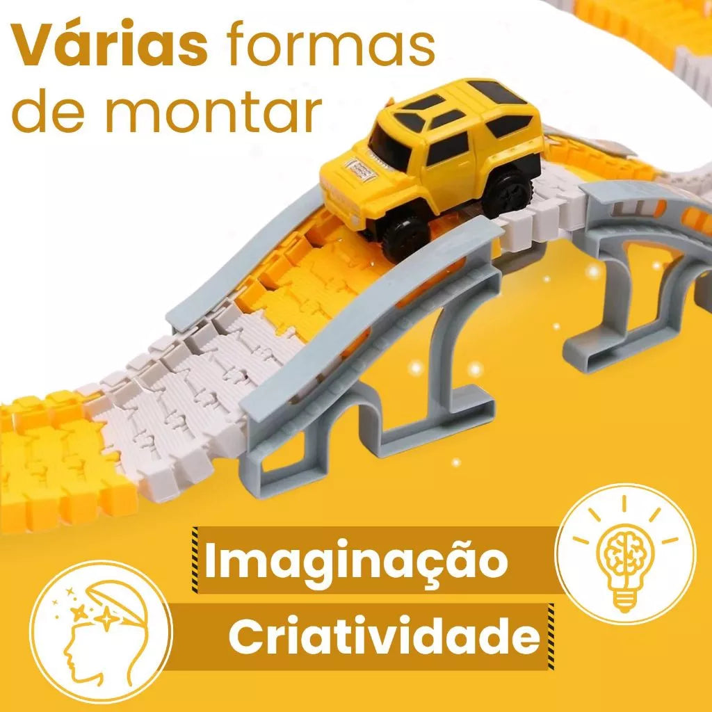 Pista de Carrinhos Construção com 98 Peças Brinquedo Infantil com Carrinho